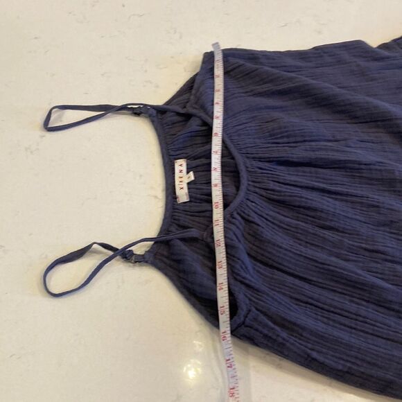 Xirena Ali Dress 100% Cotton Gauze Blue Navy Cami Tiered Dress with Pockets Sm - Picture 4 of 9